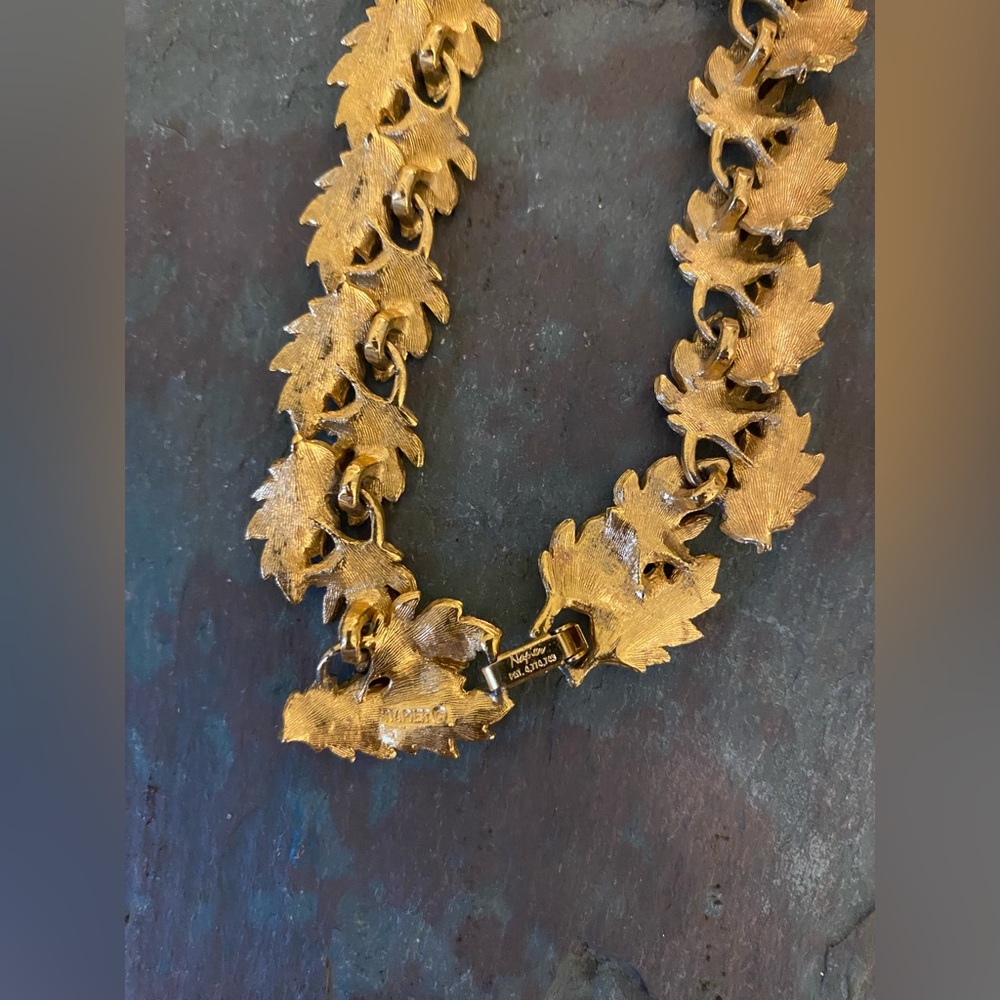 Vintage Napier Gold Leaf Necklace - Picture 5 of 6